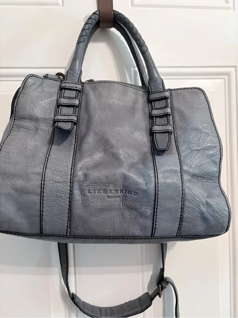 Liebeskind Gray Leather Double-Handle Satchel